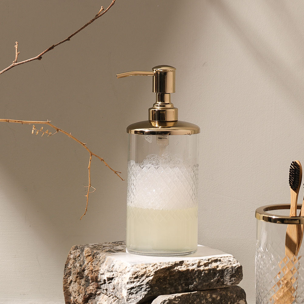 Olena Glass Soap Dispenser - Clear Gold