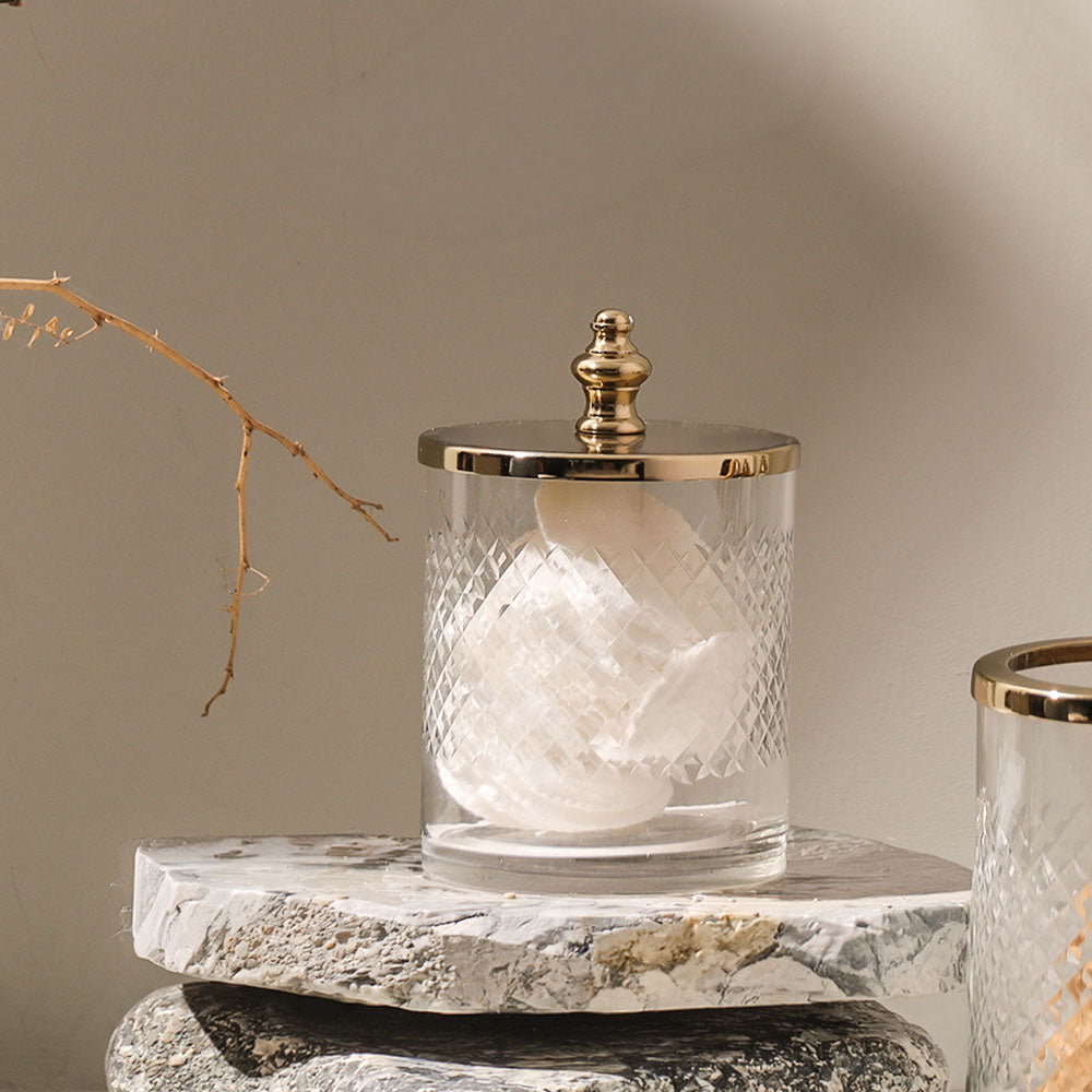 Olena Glass Storage Jar - Clear Gold