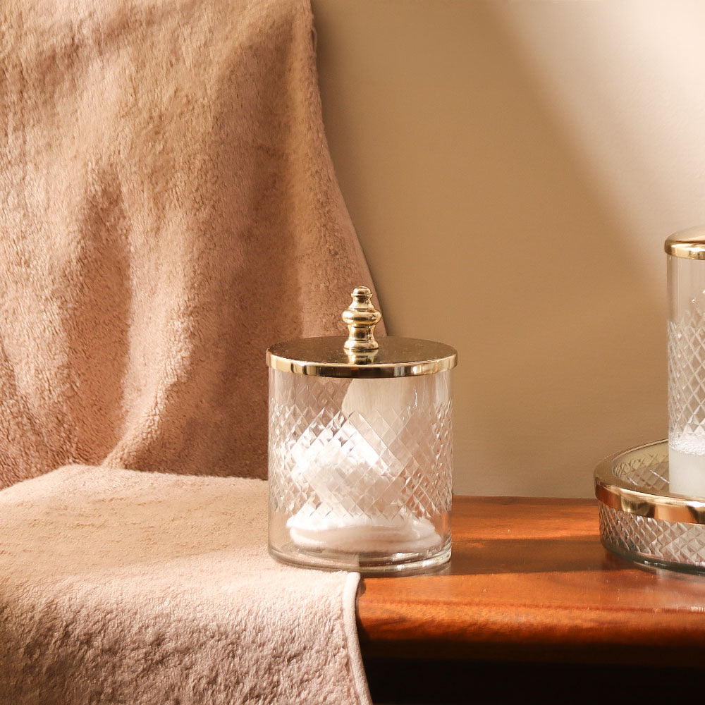 Olena Glass Storage Jar - Clear Gold