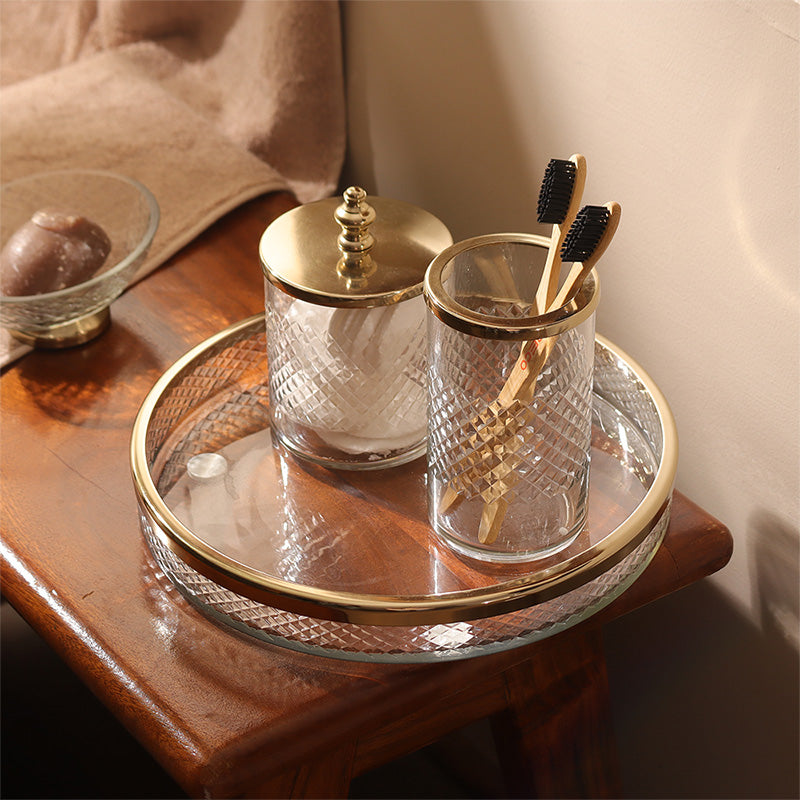 Olena Glass Toothbrush Tumbler - Clear Gold
