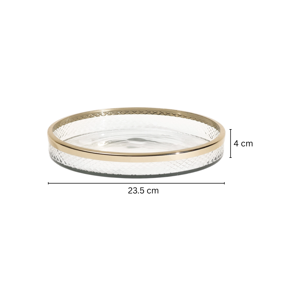 Olena Glass Round Vanity Tray - Clear Gold