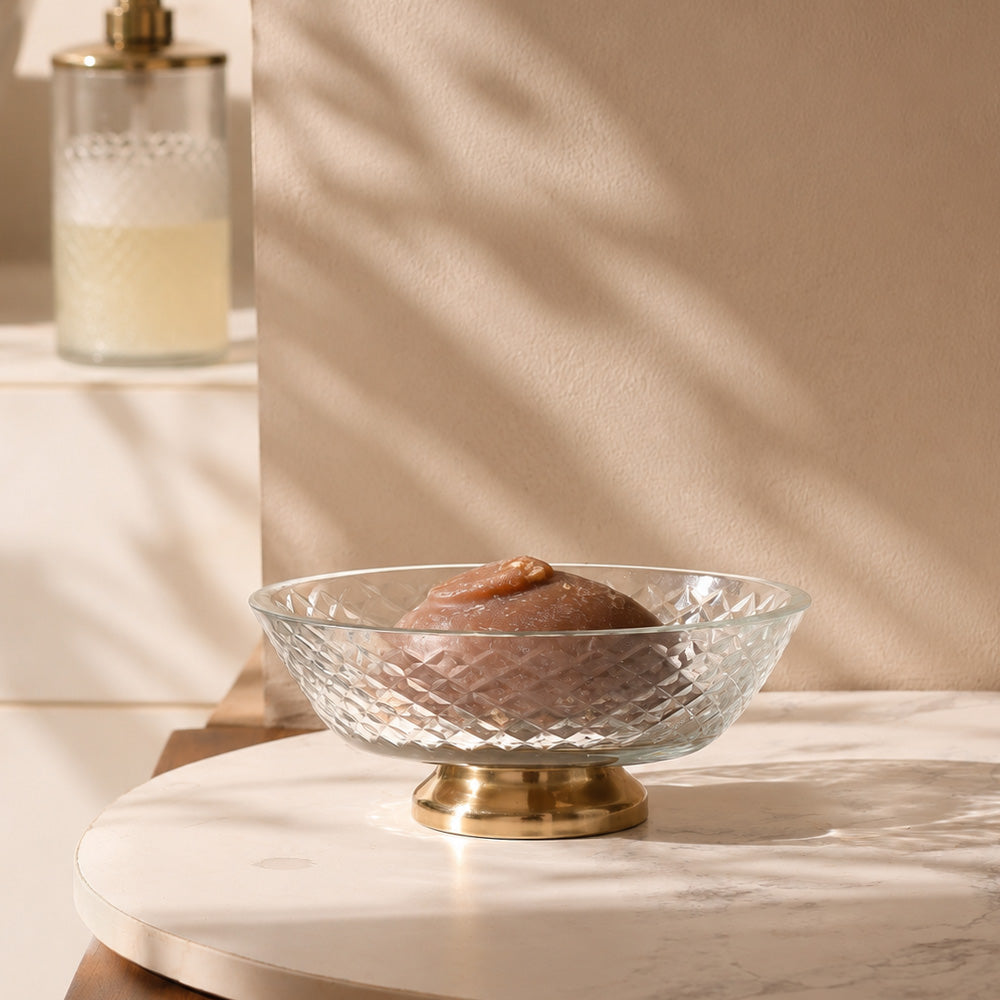 Olena Glass Soap Dish - Clear Gold