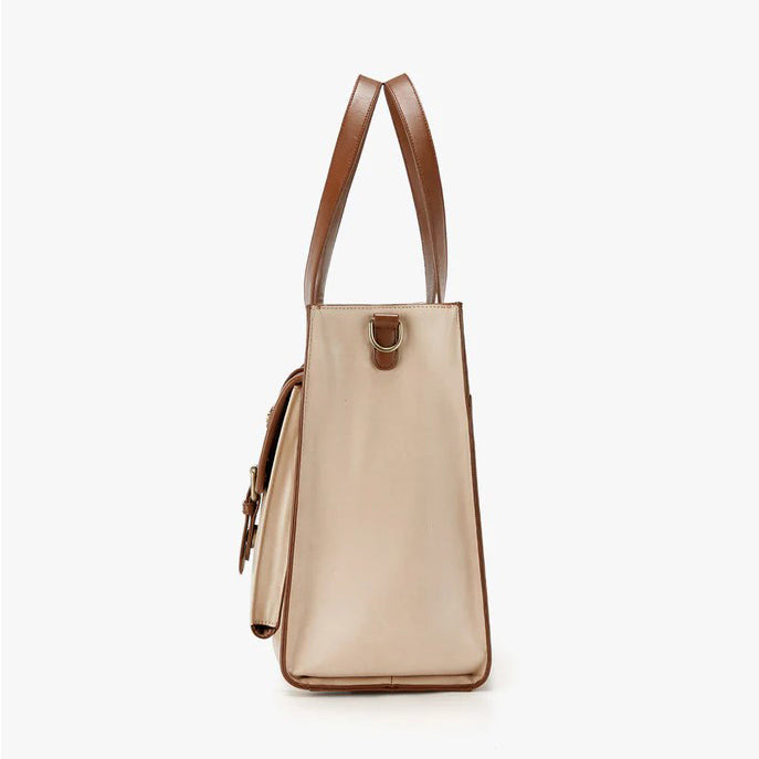 Olivia Classic Laptop Tote Bag - Beige Brown