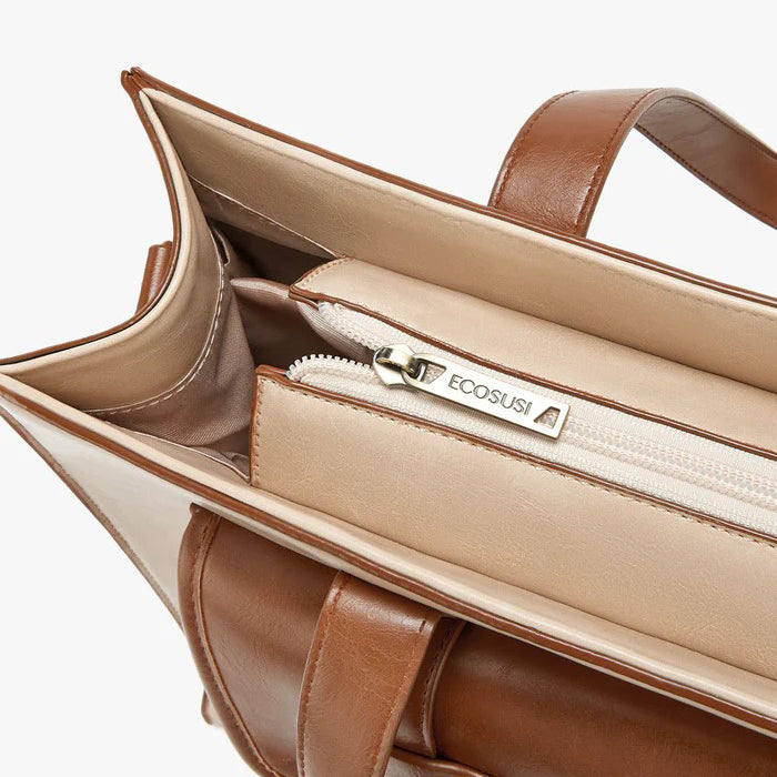 Olivia Classic Laptop Tote Bag - Beige Brown