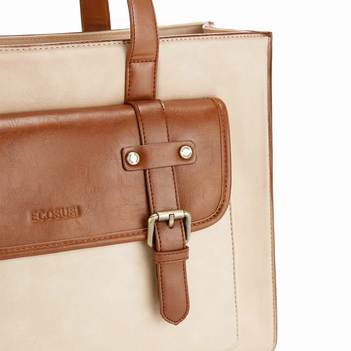 Olivia Classic Laptop Tote Bag - Beige Brown