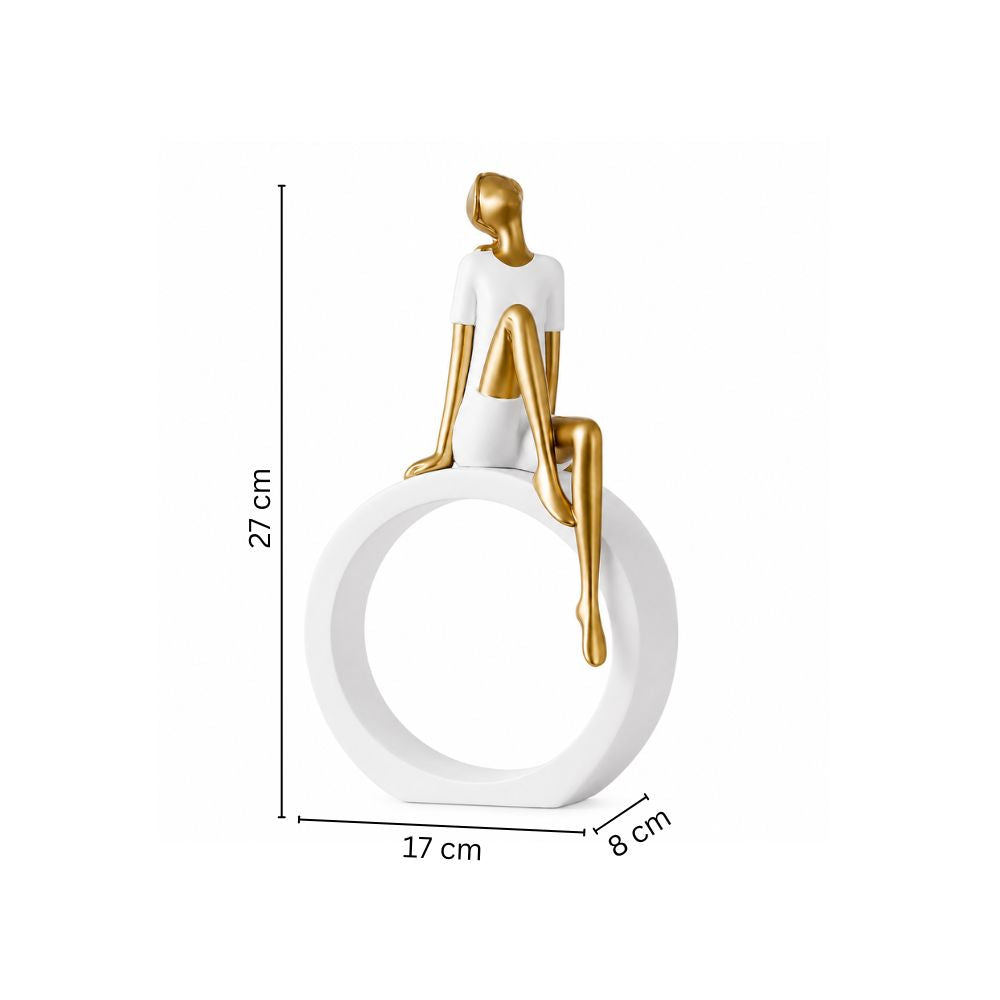 On The Ring Decorative Sculpture - White
