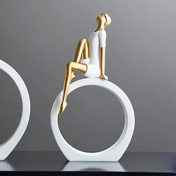 On The Ring Decorative Sculpture - White