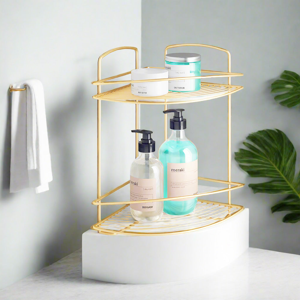 Onda 2-Tier Corner Shelf - Brass