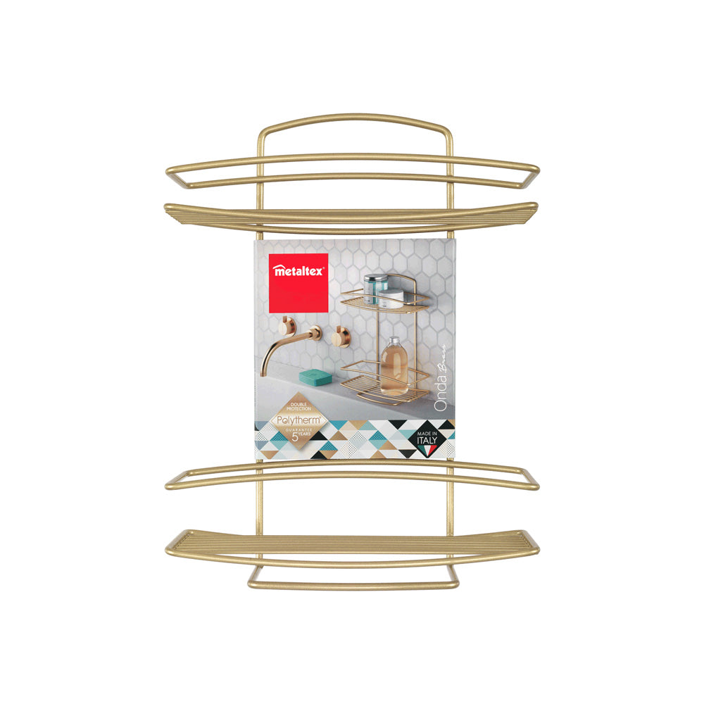 Onda 2-Tier Rectangular Shelf - Brass