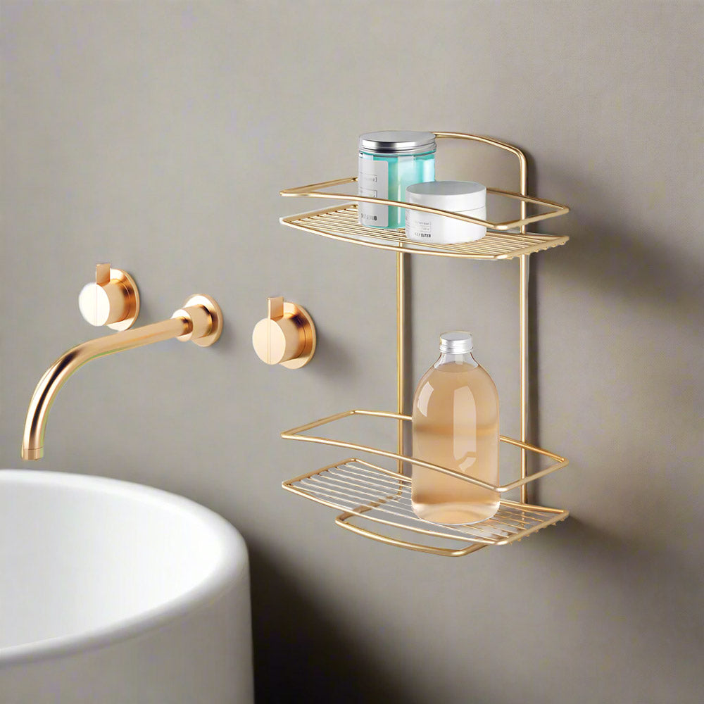 Onda 2-Tier Rectangular Shelf - Brass