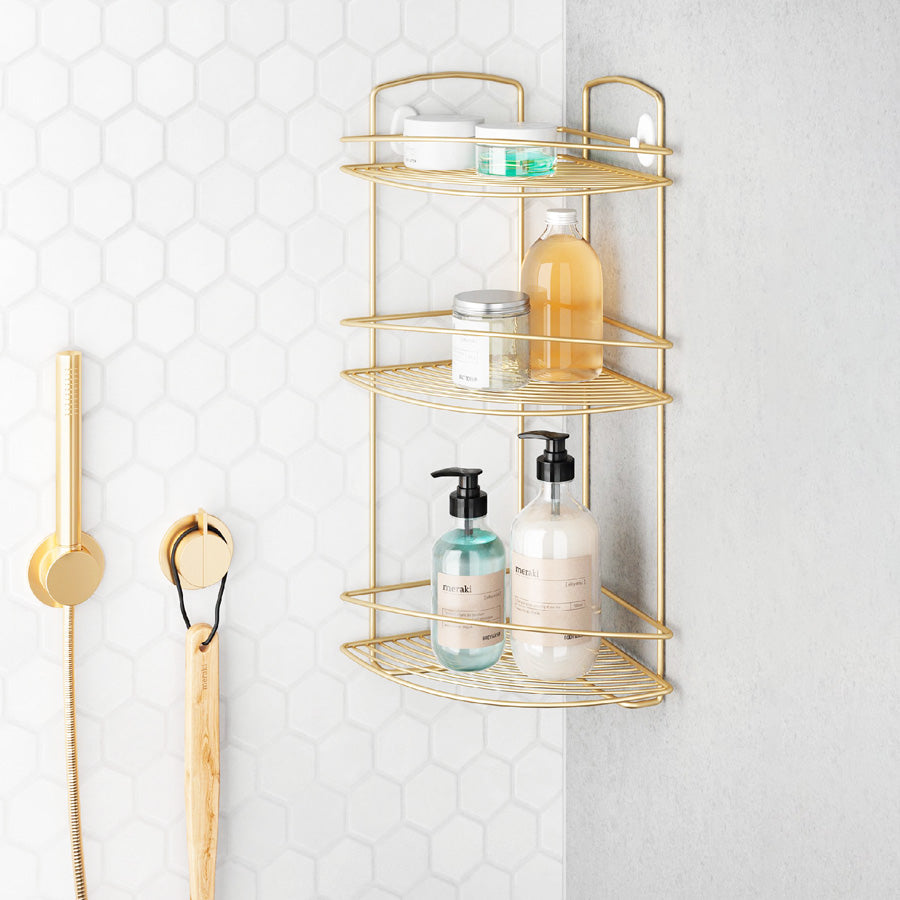 Onda 3-Tier Corner Shelf - Brass