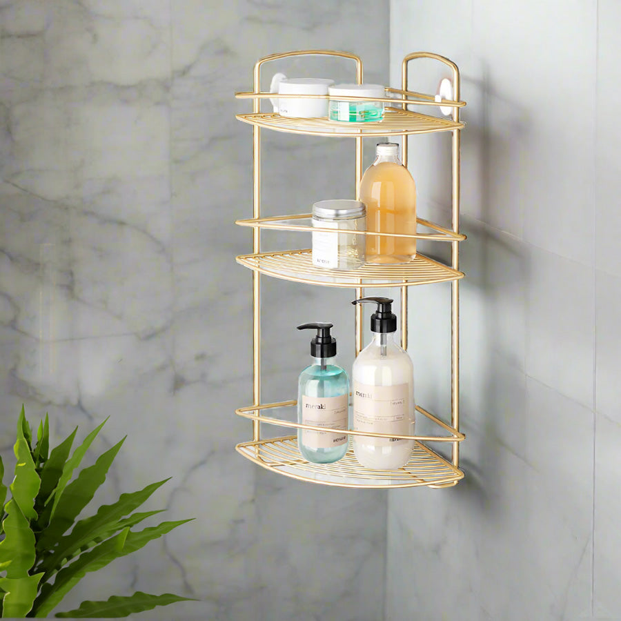 Onda 3-Tier Corner Shelf - Brass