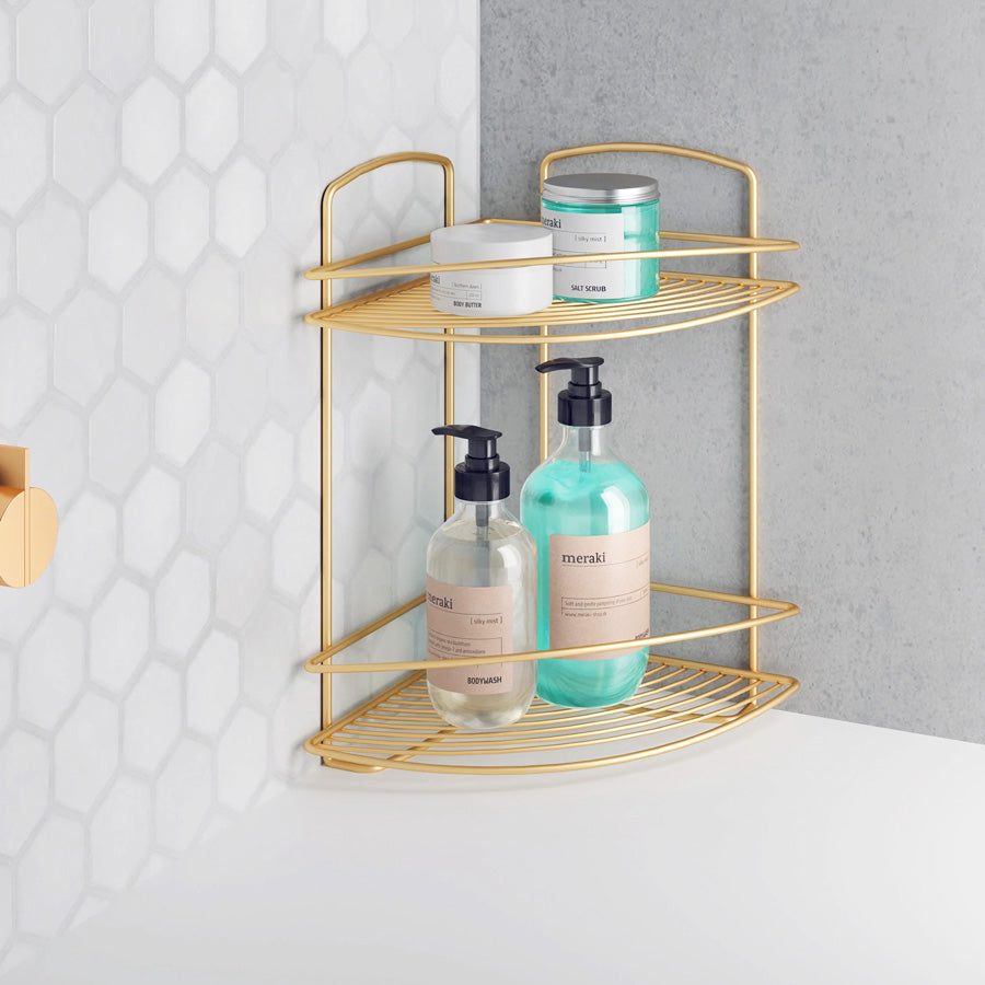 Onda 2-Tier Corner Shelf - Brass
