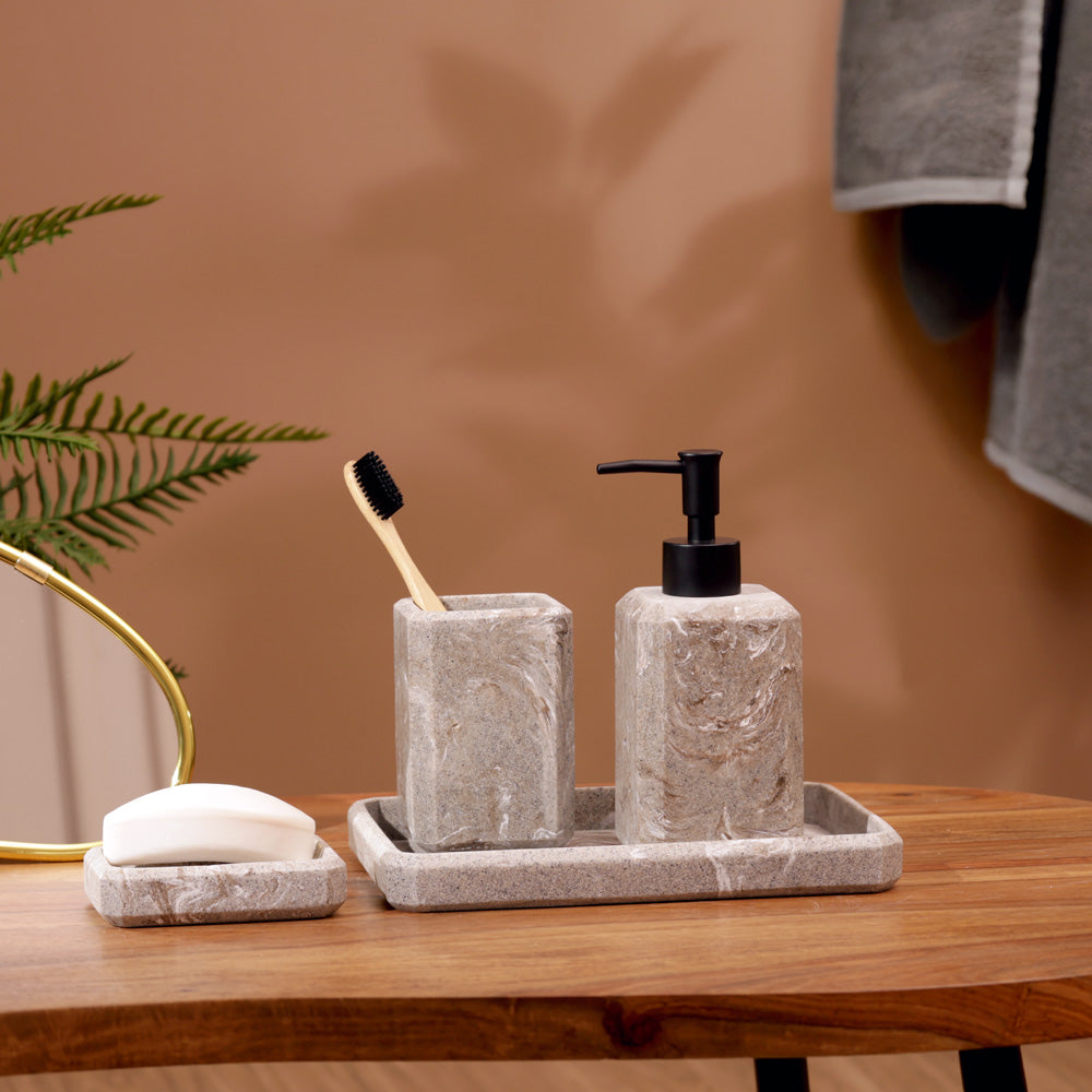 Onyx 4-piece Bathroom Set - Marbled Granite