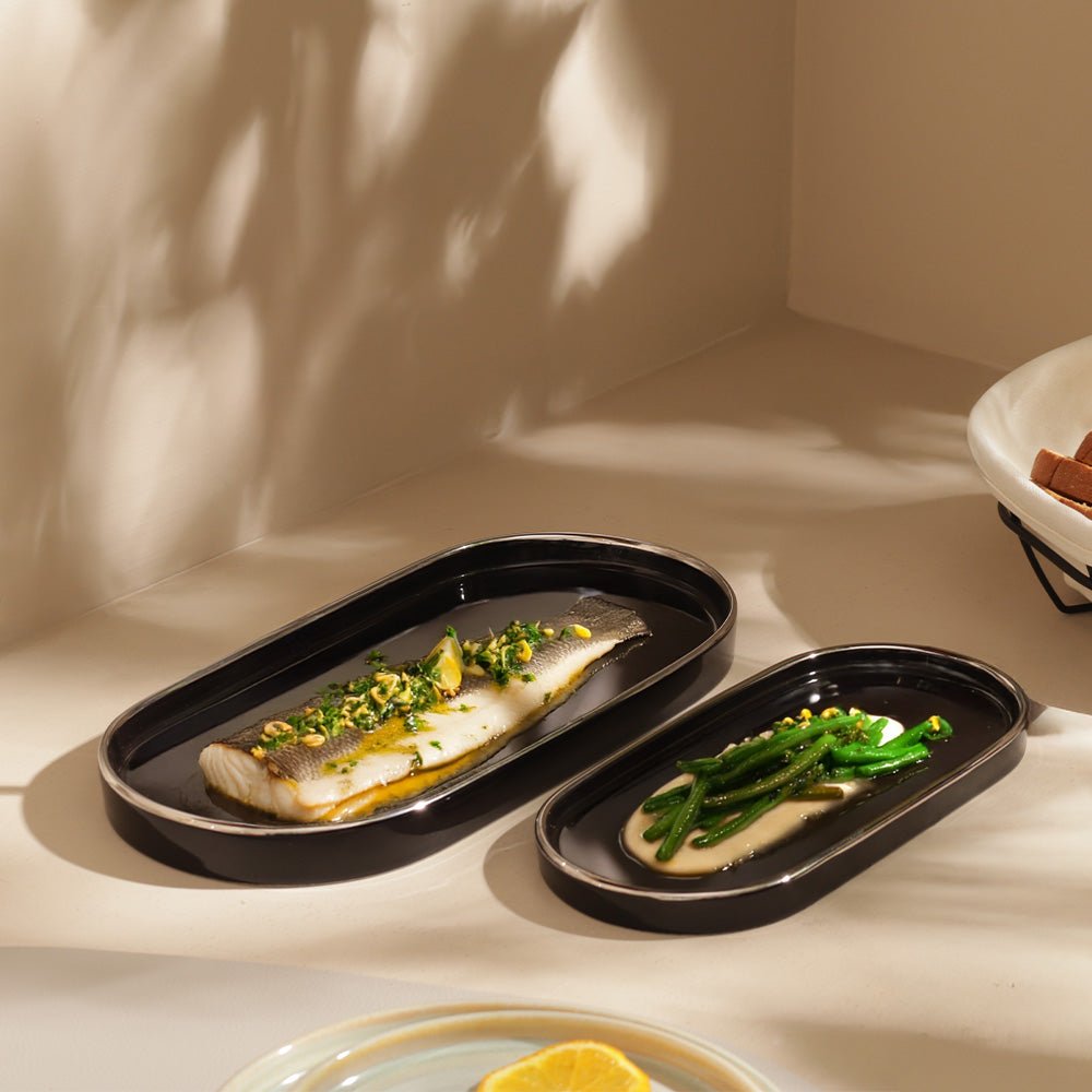 Onyx Oval Serving Platter Large - Black