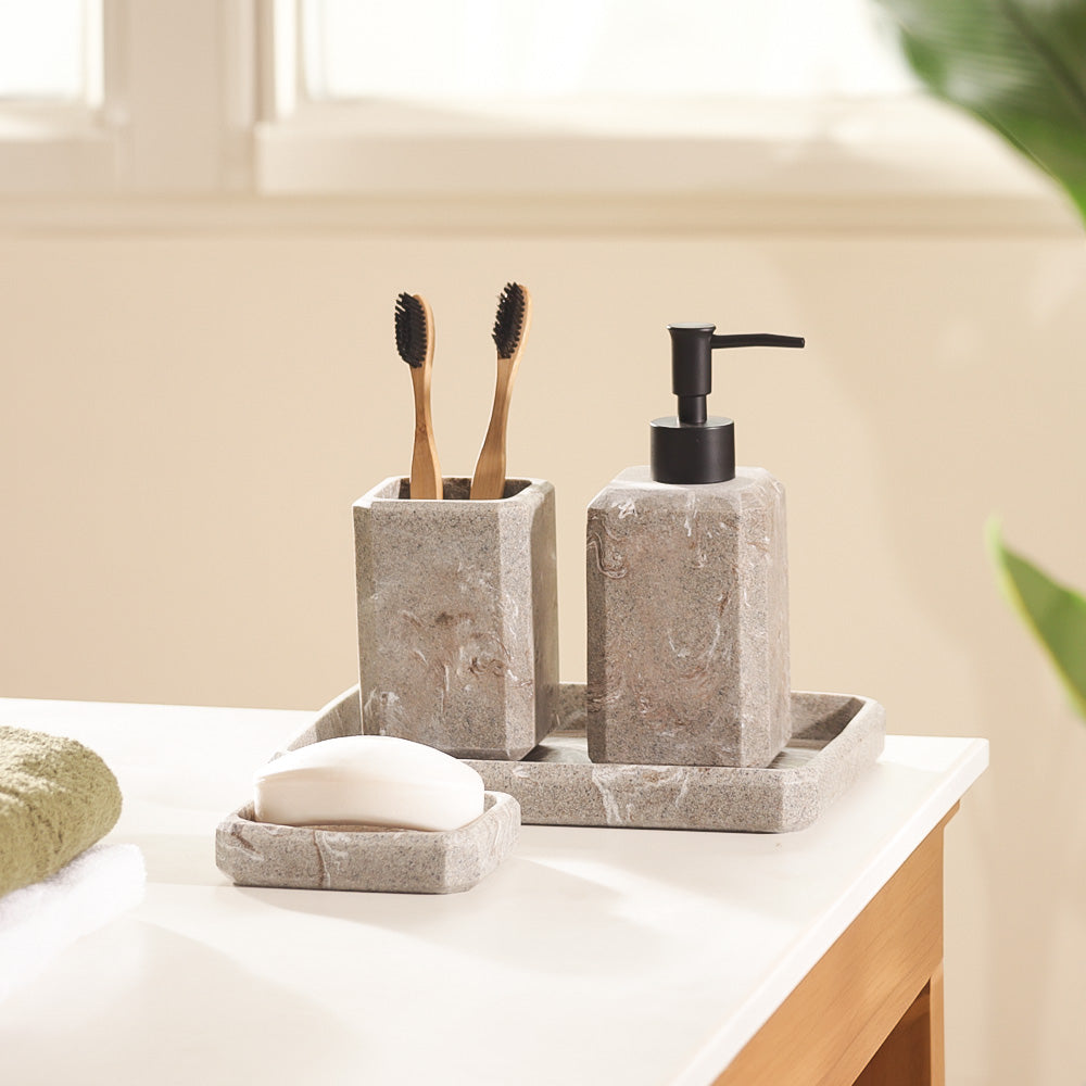 Onyx 4-piece Bathroom Set - Marbled Granite