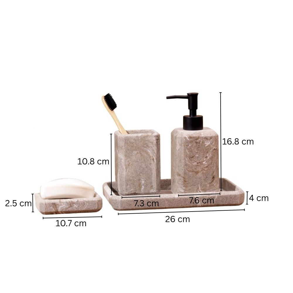 Onyx 4-piece Bathroom Set - Marbled Granite