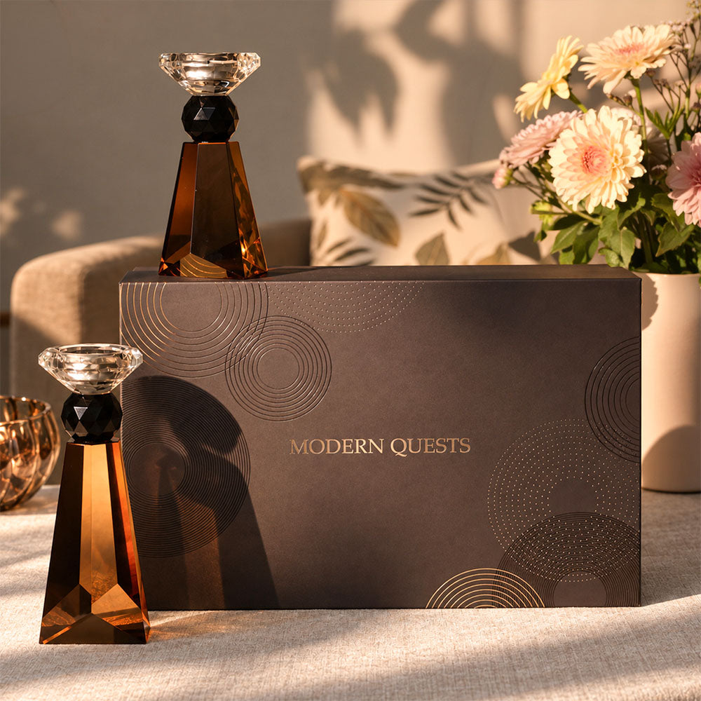 Opulence Crystal Tealight Holder 2-piece Gift Set - Brown