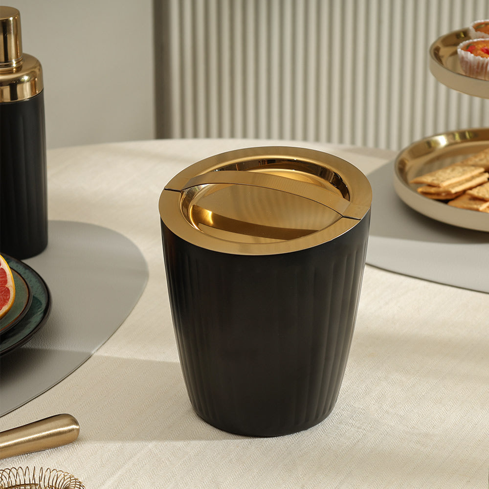 Opus Double-Walled Ice Bucket with Lid - Black Gold