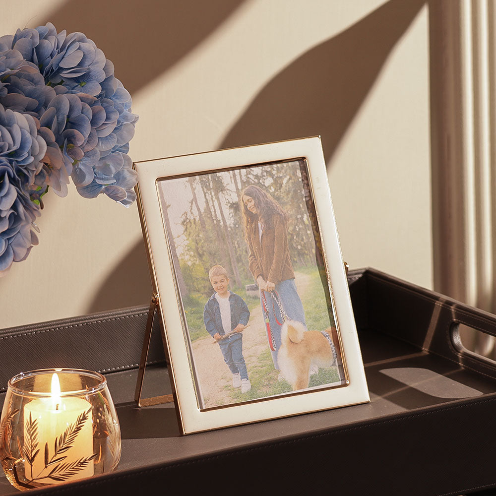 Opus Photo Frame Large - White Gold