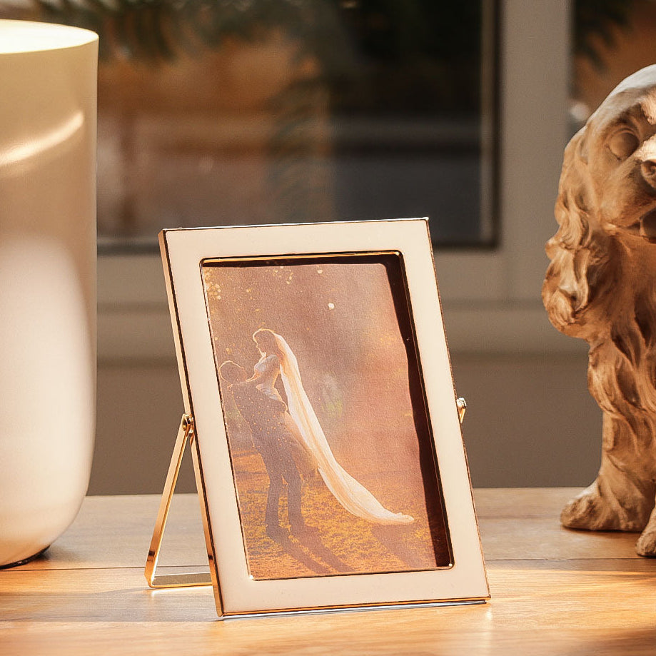 Opus Photo Frame Medium - White Gold