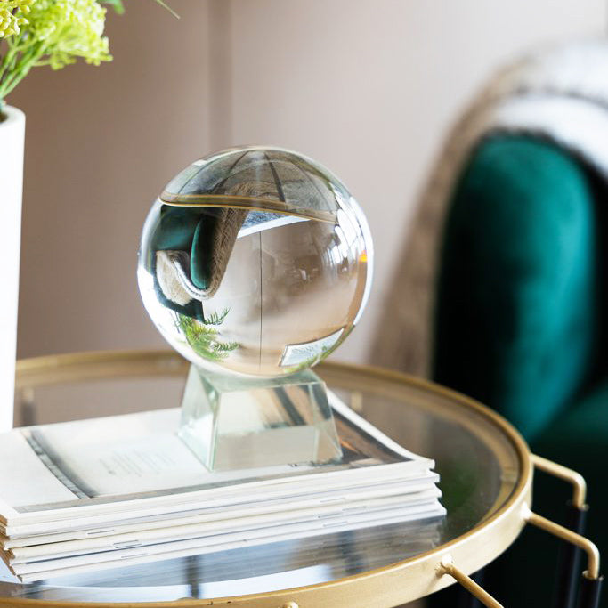 Oracle Glass Ball Accent with Base - Clear