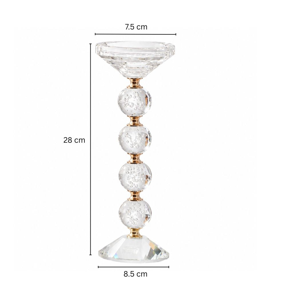 Orbis Glass Candle Holder Large - Clear Gold