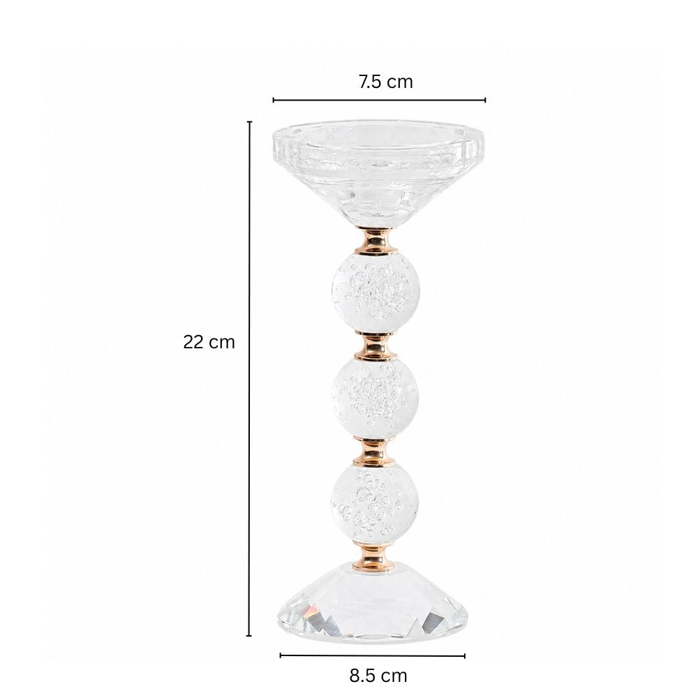 Orbis Glass Candle Holder Medium - Clear Gold