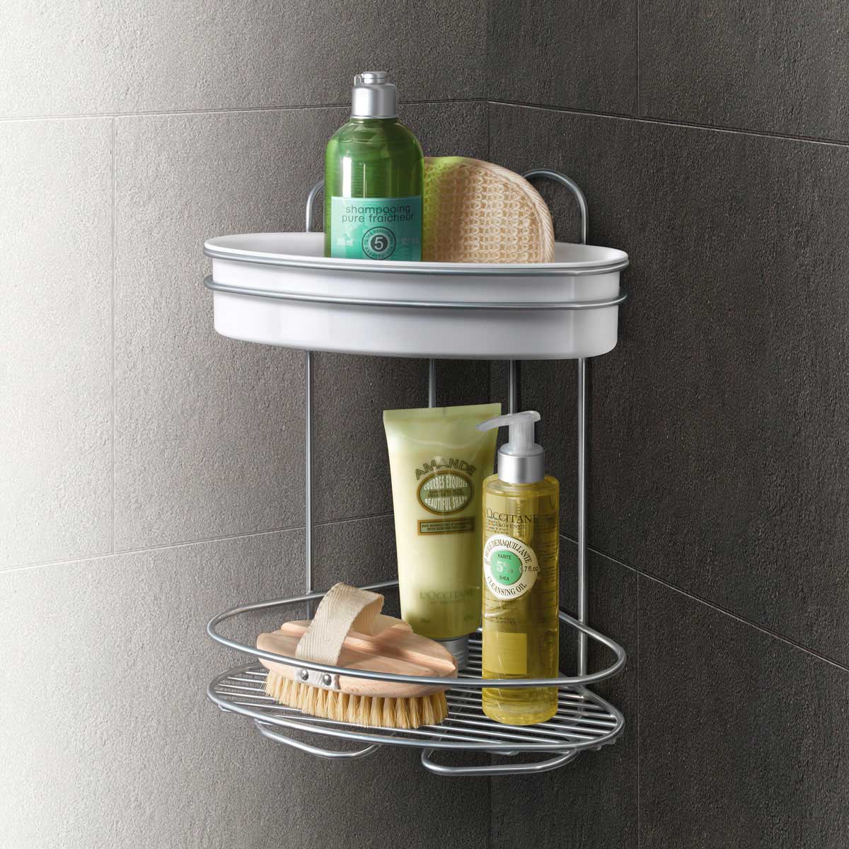 Orbit 2-Tier Corner Shelf - Chrome