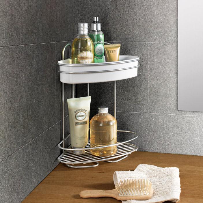 Metaltex Corner shelf Reflex with 2 stages 23x23x35cm, Silver, 23 x 23 x 35 cm