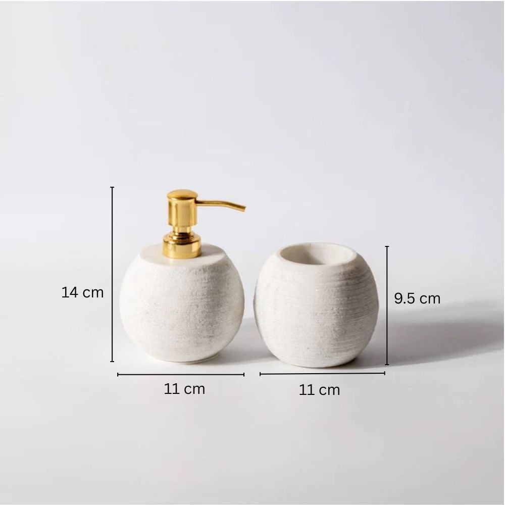 Oren Round Marble Bathroom Set - White