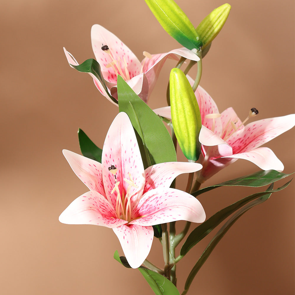 Oriental Lilies Artificial Potted Plant - Pink Cream