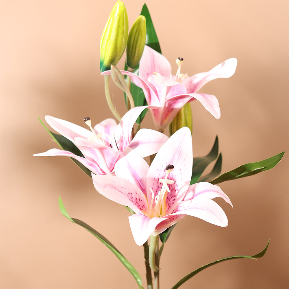 Oriental Lilies Artificial Potted Plant - Purple Cream