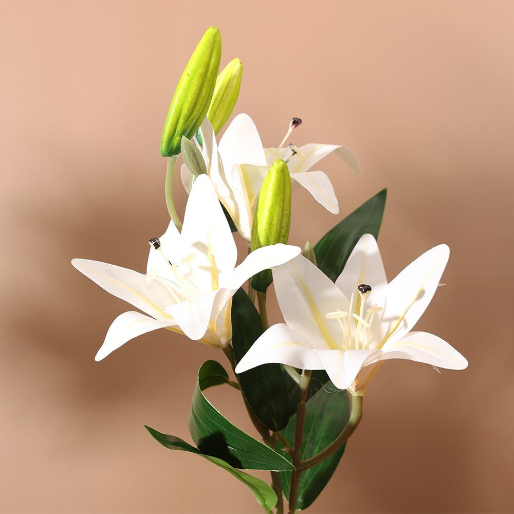 Oriental Lilies Artificial Potted Plant - White