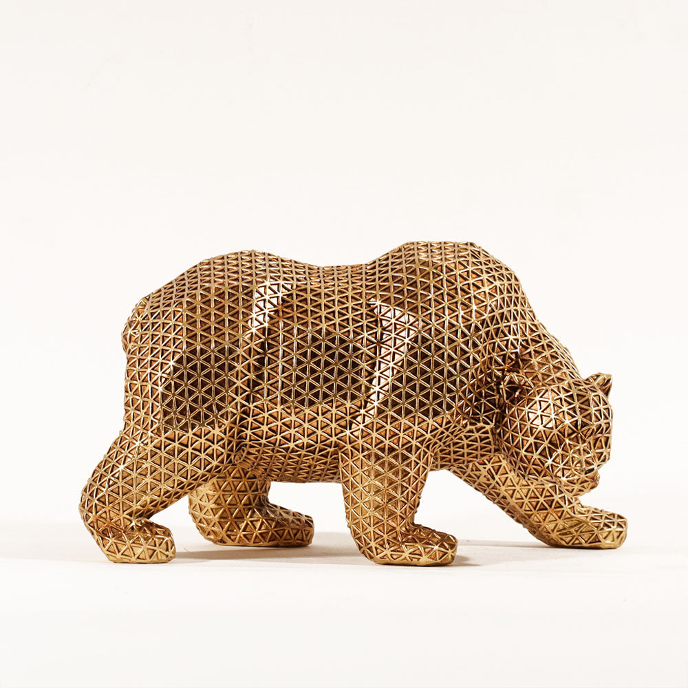 Orion Bear Sculpture - Grid Gold