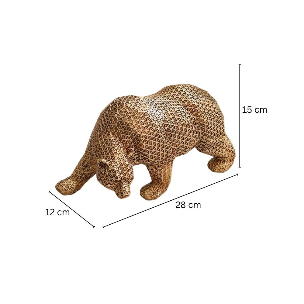Orion Bear Sculpture - Grid Gold