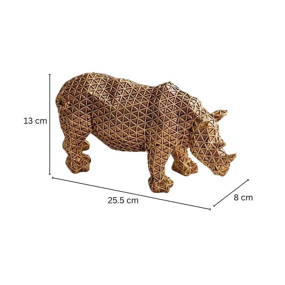 Orion Rhino Sculpture - Grid Gold