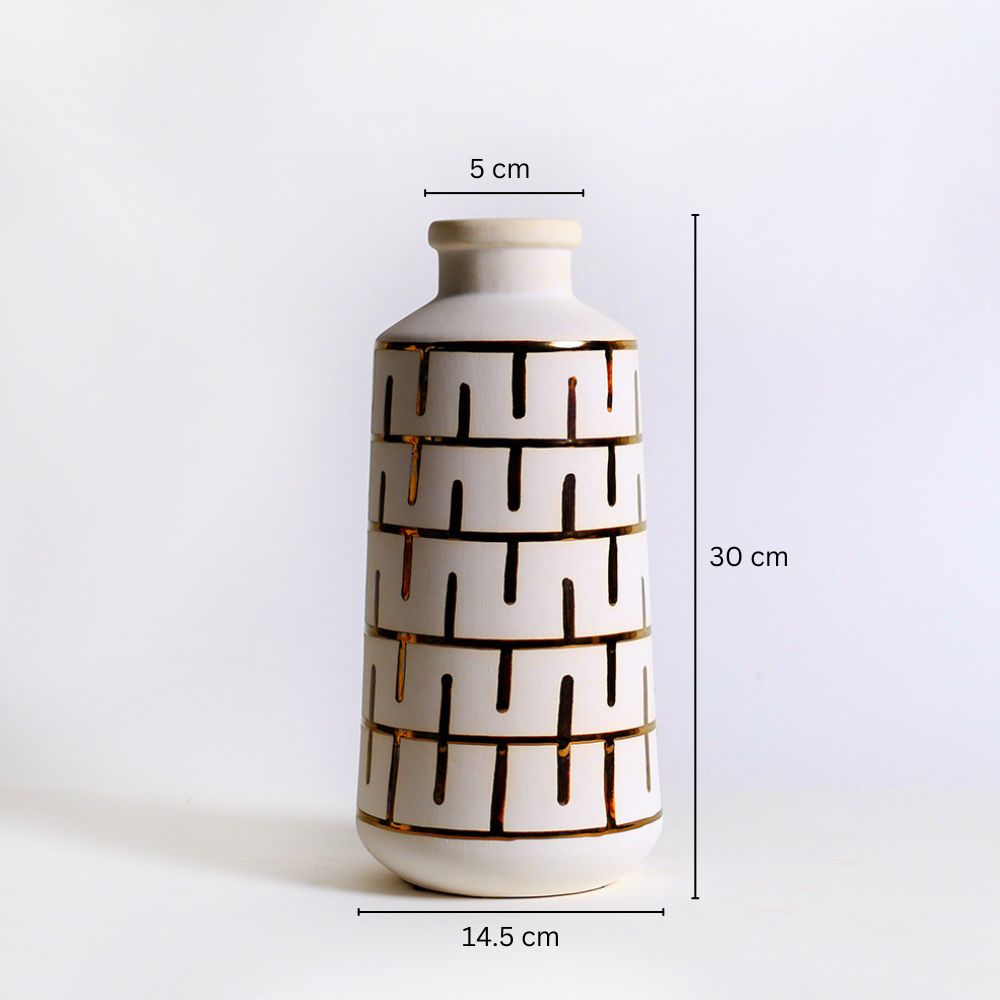Orlo Ceramic Vase Large - White Gold