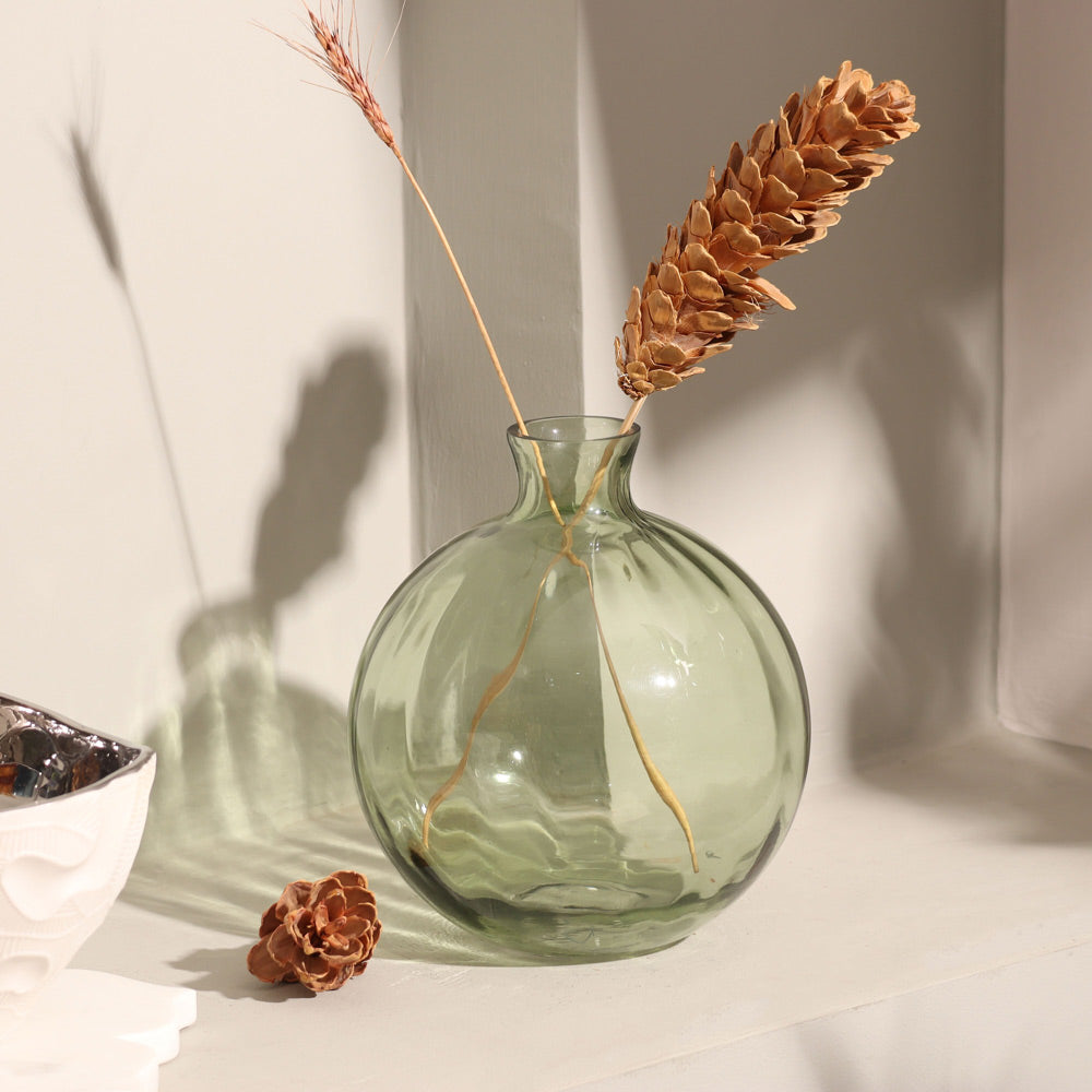 Orly Rippled Round Vase Large - Sage