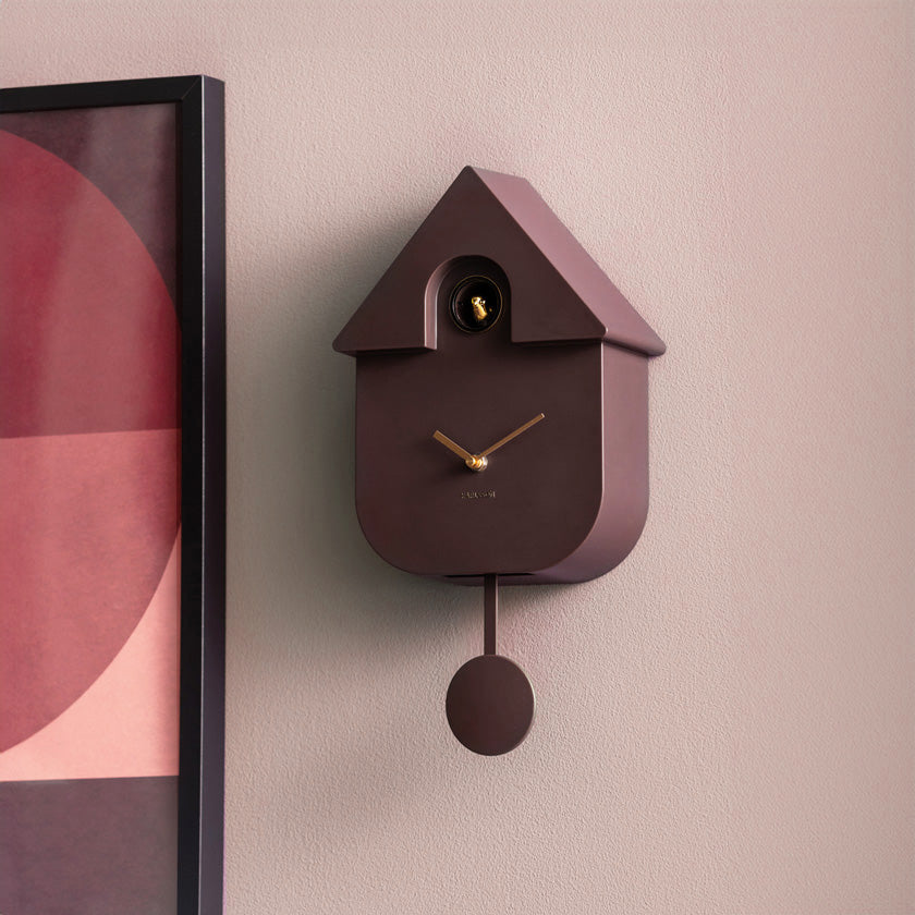 Oro Modern Cuckoo Pendulum Wall Clock - Dark Brown