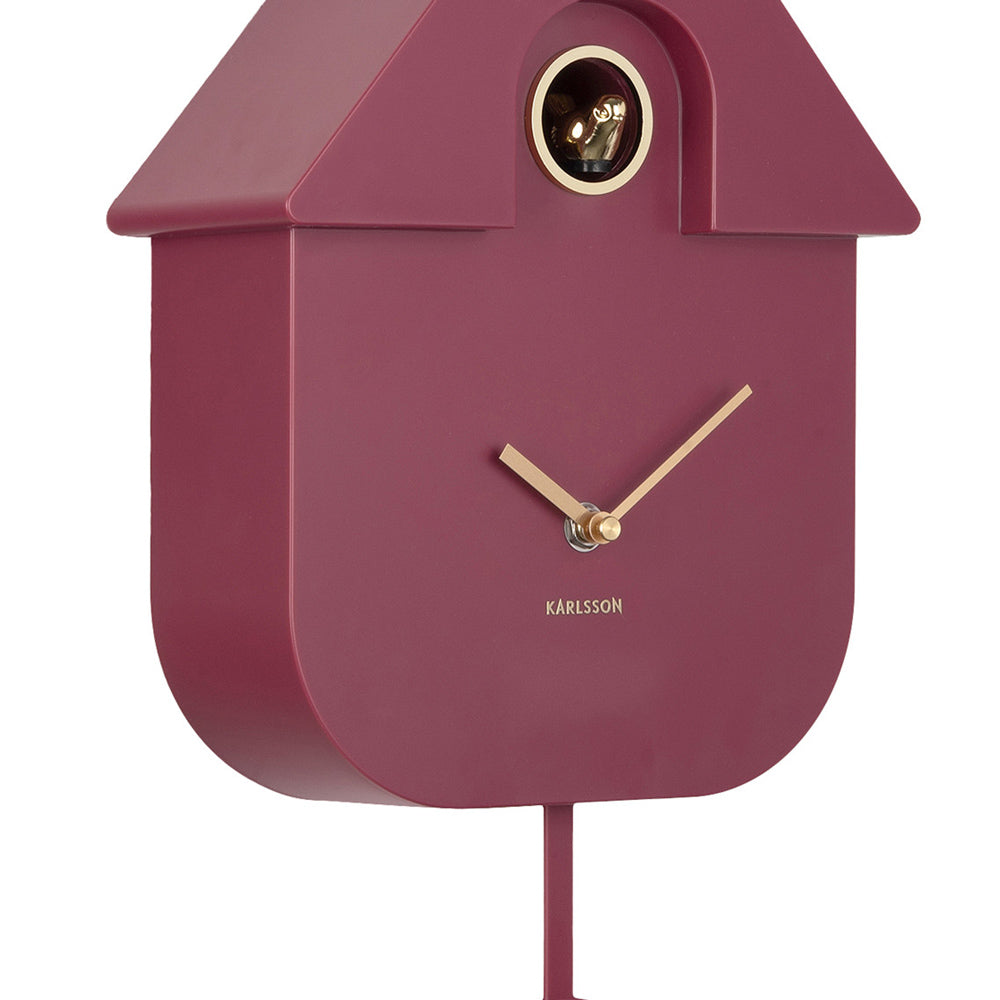 Oro Modern Cuckoo Pendulum Wall Clock - Dark Mauve