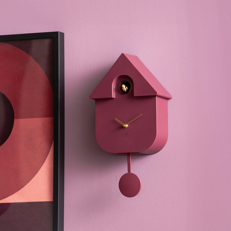 Oro Modern Cuckoo Pendulum Wall Clock - Dark Mauve