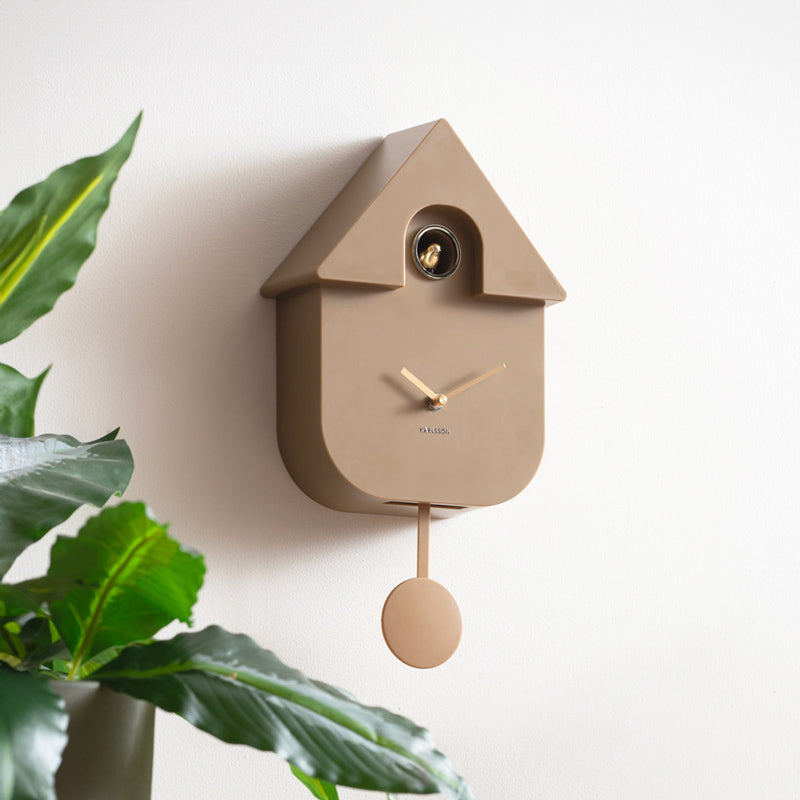 Oro Modern Cuckoo Pendulum Wall Clock - Mocha Brown