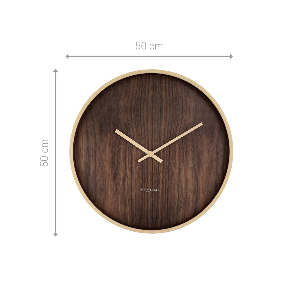 Oslo Wall Clock 50cm - Wood Brown