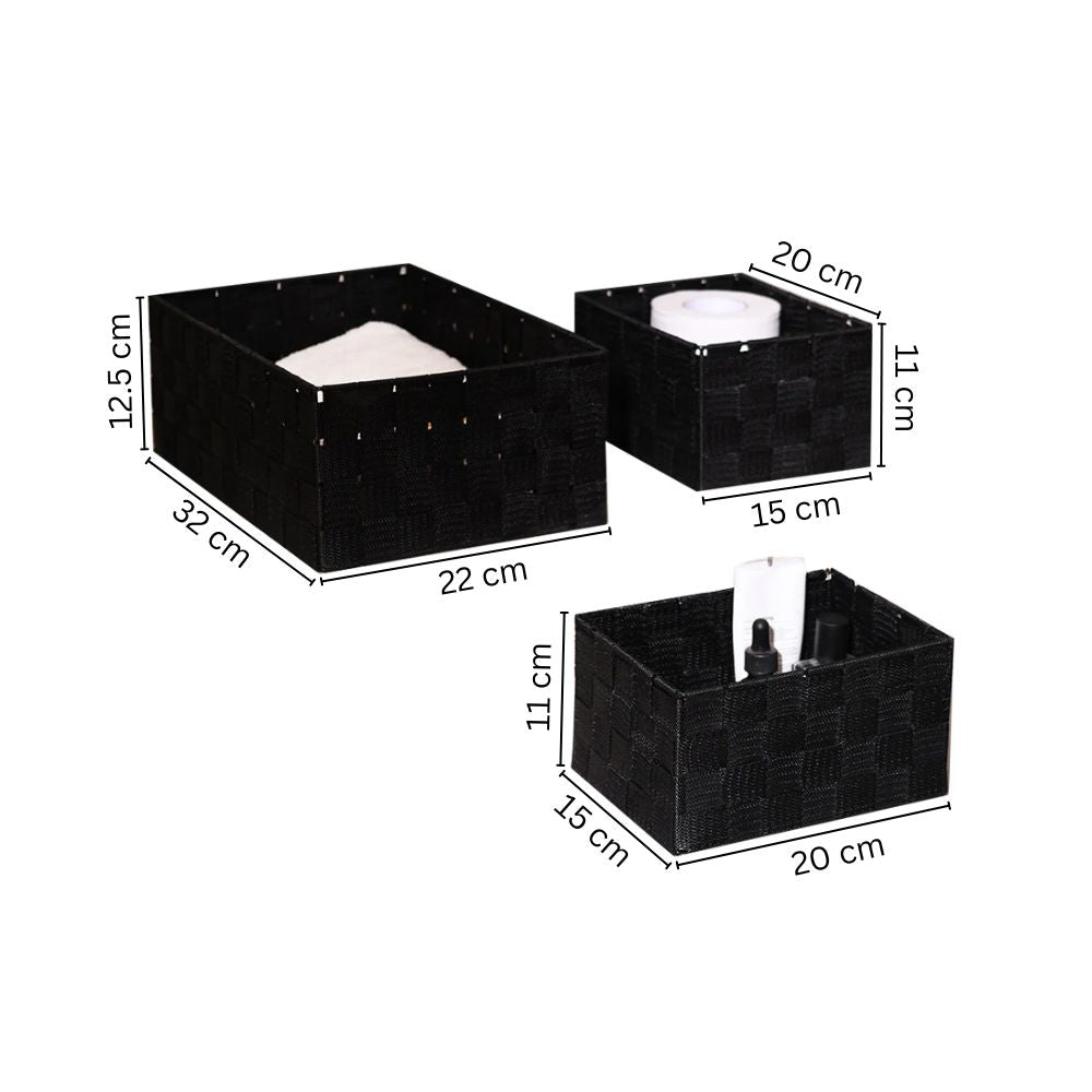 Otto Storage Baskets, Set of 3 - Black