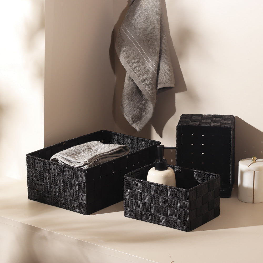 Otto Storage Baskets, Set of 3 - Black