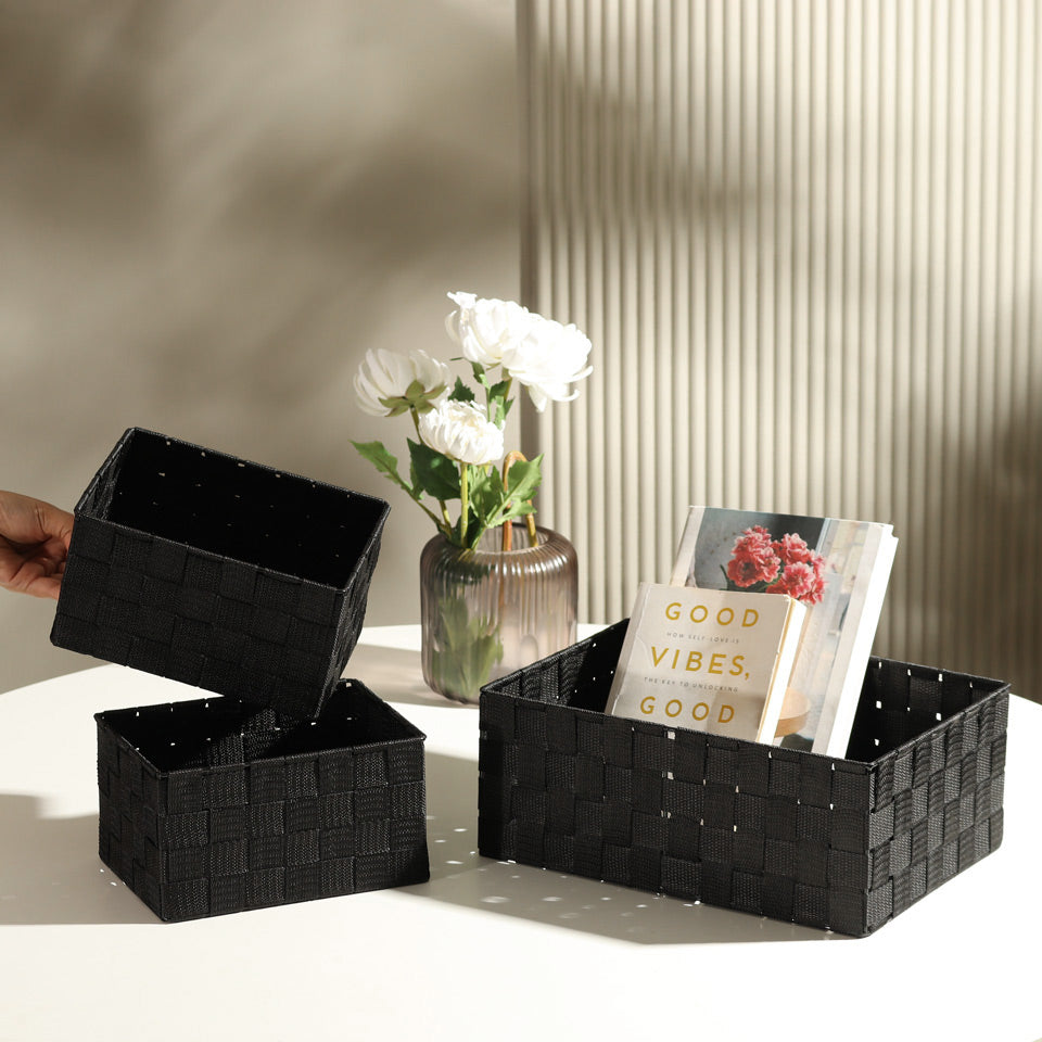 Otto Storage Baskets, Set of 3 - Black