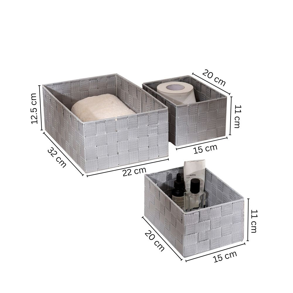 Otto Storage Baskets, Set of 3 - Light Grey