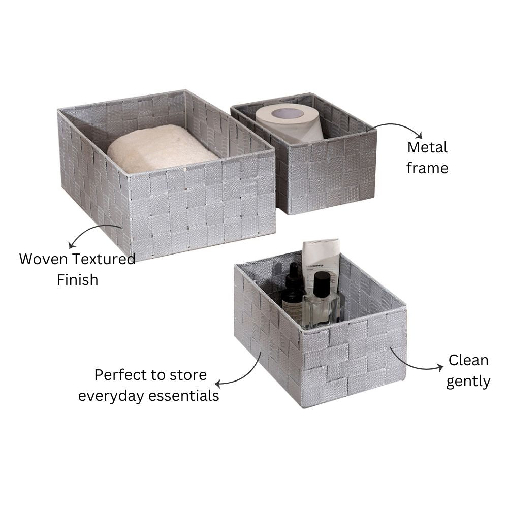 Otto Storage Baskets, Set of 3 - Light Grey