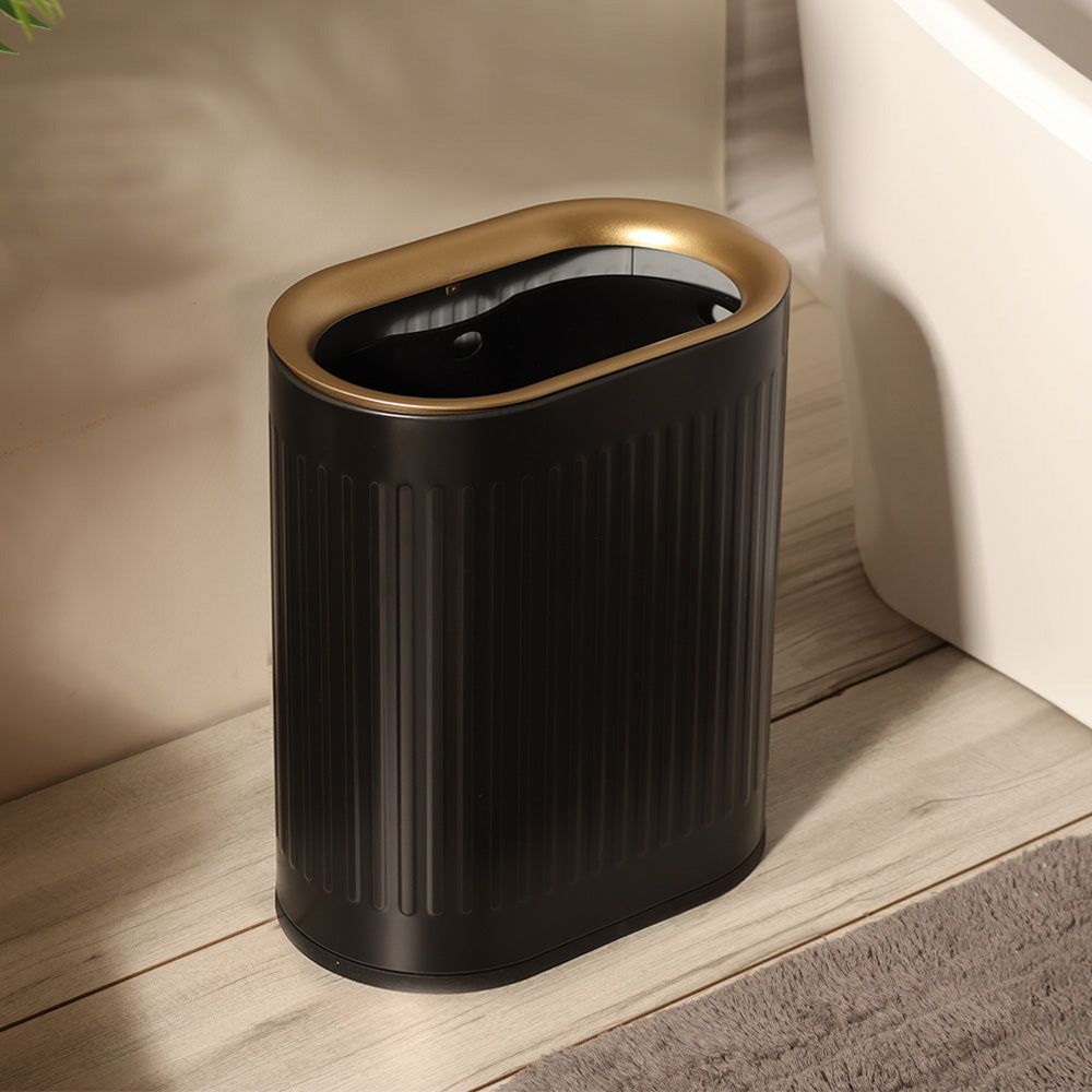 Oval Dry Waste Bin 6L - Black & Gold